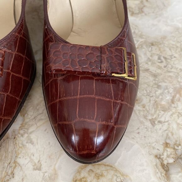 1950’s Vintage Red Cross Shoes Croc Embossed Leather - Picture 6 of 16